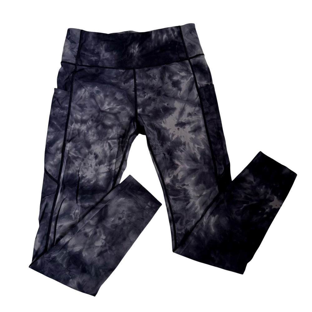 Maven Thread Womens XL Tie Dye High Waisted Pocket Leggings Black Grey Athletic